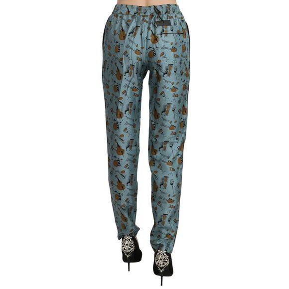 Dolce & Gabbana Dolce Gabbana Musical Instruments Print Trousers Women Blue - Picture 4 of 4